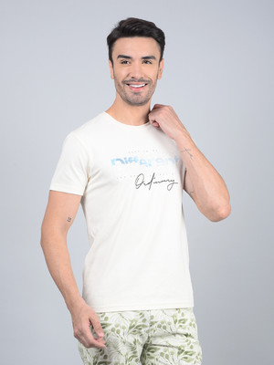 CRIMSOUNE CLUB Typography Men Round Neck White T-Shirt