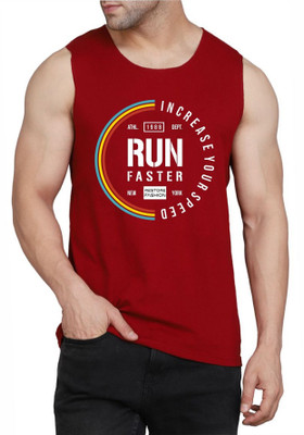 WOOSTRO Printed Men Scoop Neck Maroon T-Shirt