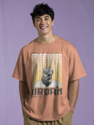 PS ENTERPRISES Printed Men Round Neck Orange T-Shirt