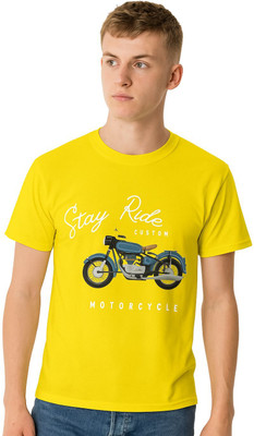 DGC Printed Men Round Neck Yellow T-Shirt