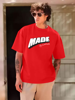 Leotude Printed Men Round Neck Red T-Shirt