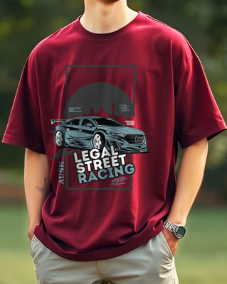 AUSK Printed Men Round Neck Maroon T-Shirt