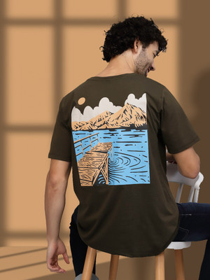 METRONAUT Printed Men Round Neck Dark Green T-Shirt