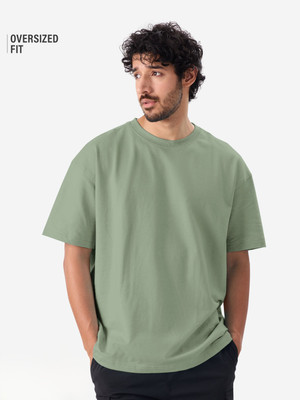 LazyGreg Solid Men Round Neck Dark Green T-Shirt