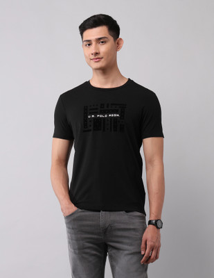 U.S. Polo Assn. Denim Co. Printed Men Round Neck Black T-Shirt