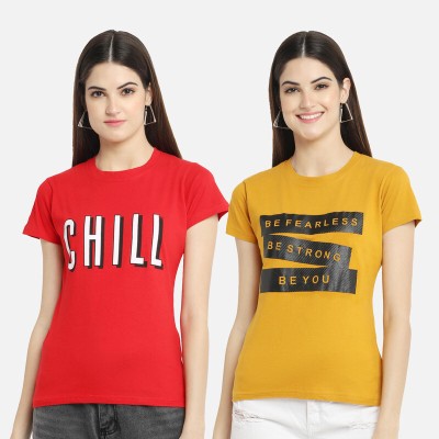 Fabflee Casual Printed Women Red, Yellow Top