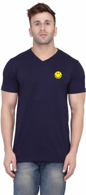 tfurnish Solid Men V Neck Dark Blue T-Shirt