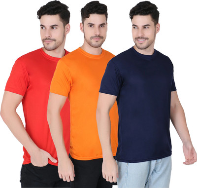FABSHORE Solid Men Round Neck Multicolor T-Shirt