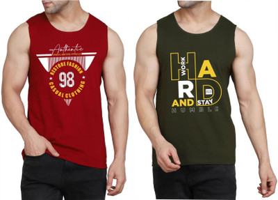 Restore Printed Men Round Neck Maroon, Dark Green, Multicolor T-Shirt