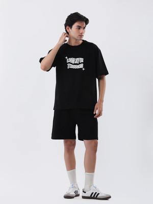 TheBTclub Typography Men Round Neck Black T-Shirt