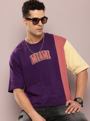 DILLINGER Colorblock Men Round Neck Purple T-Shirt