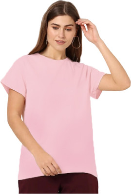 GUPTA TRANDZ Solid Women Round Neck Reversible Pink T-Shirt