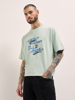 THE BEAR HOUSE Graphic Print Men Crew Neck Green T-Shirt