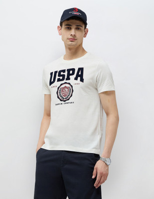 U.S. Polo Assn. Denim Co. Printed Men Round Neck White T-Shirt