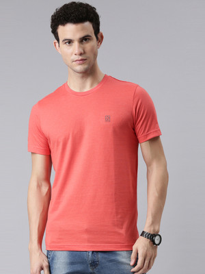 Faso Solid Men Round Neck Orange T-Shirt