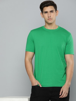 ether Solid Men Round Neck Green T-Shirt