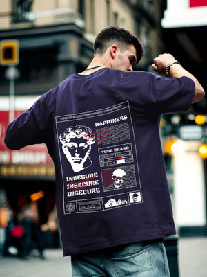 Manly Tees Printed Men Round Neck Dark Blue T-Shirt