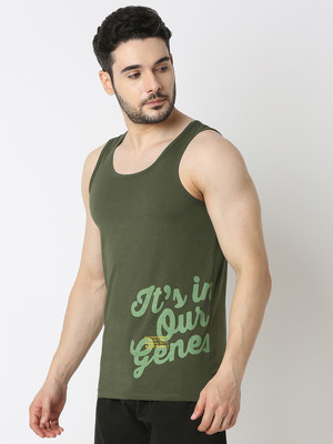 UnderJeans by Spykar Printed Men Round Neck Green T-Shirt