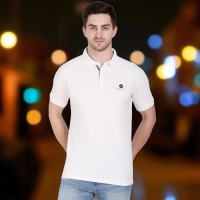 FARICON Solid Men Round Neck White T-Shirt