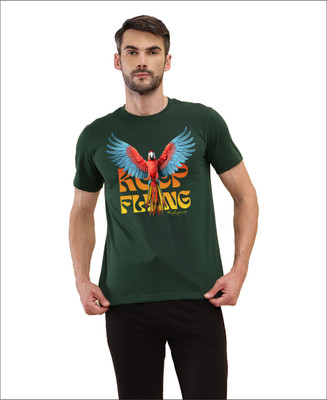 TT Graphic Print Men Round Neck Green T-Shirt