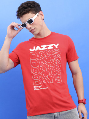 HIGHLANDER Printed Men Round Neck Red T-Shirt