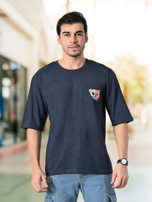 METRONAUT Printed Men Round Neck Blue T-Shirt