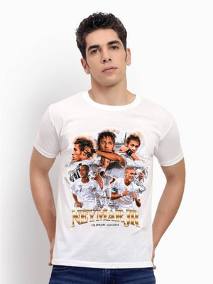 HamsaMART.com Self Design Men Round Neck White T-Shirt