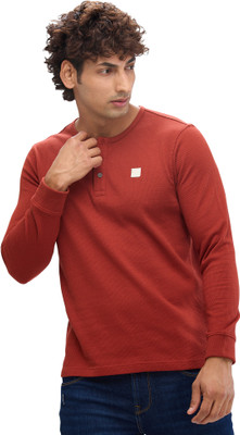 Spykar Solid Men Round Neck Red T-Shirt