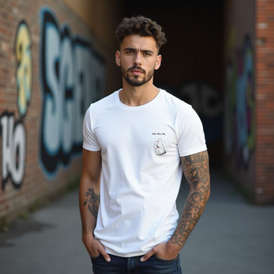 PrintingPixels Printed Men Round Neck White T-Shirt