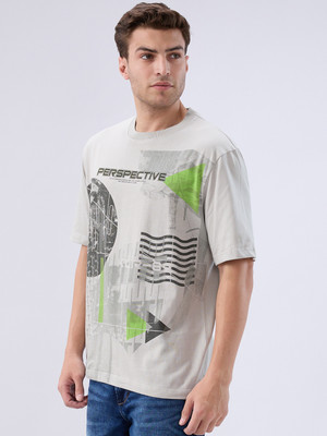 KILLER Solid Men Round Neck Grey T-Shirt