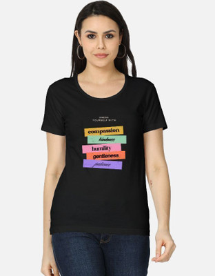 PFit Graphic Print Women Crew Neck Black T-Shirt