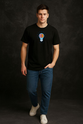 RIVONN Graphic Print Men Round Neck Black T-Shirt