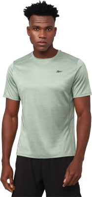 REEBOK Solid Men Round Neck Green T-Shirt