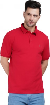 Sporto Solid Men Polo Neck Red T-Shirt