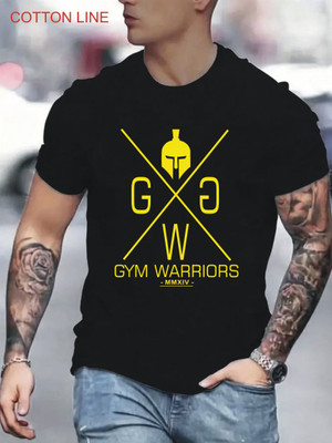 SPOWEARY Printed Men Round Neck Black T-Shirt