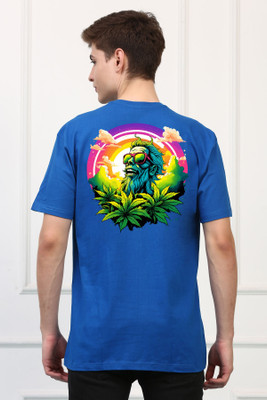 Awaken Armor Printed Men Round Neck Blue T-Shirt