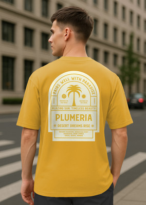 NOBERO Typography Men Crew Neck Yellow T-Shirt
