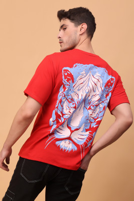 Flirty Printed Men Round Neck Red T-Shirt