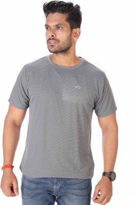 SKYKNIT Solid Men Round Neck Grey T-Shirt