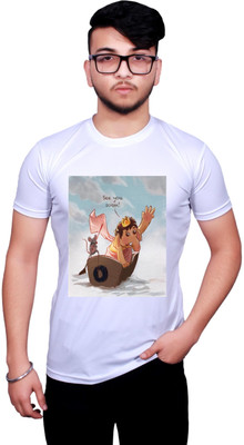 KRYONIX Printed, Typography Men Round Neck White T-Shirt