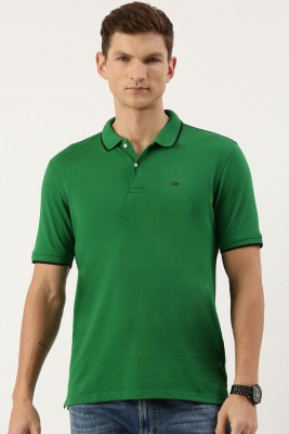 PETER ENGLAND Self Design Men Polo Neck Green T-Shirt