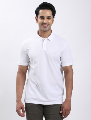 INDIAN TERRAIN Solid Men Polo Neck White T-Shirt
