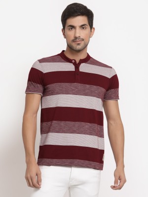 Club York Colorblock Men Polo Neck Maroon T-Shirt