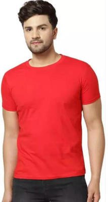 KSR FASHION MALL Solid Men Round Neck Red T-Shirt