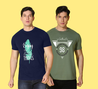 WOOSTRO Graphic Print Men Round Neck Black, Green T-Shirt