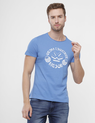WROGN Printed Men Crew Neck Blue T-Shirt