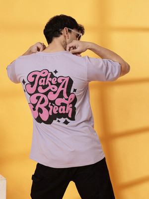 RIGO Typography Men Round Neck Purple T-Shirt