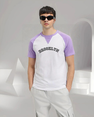 HouseOfCommon Typography Men Round Neck Purple, White T-Shirt