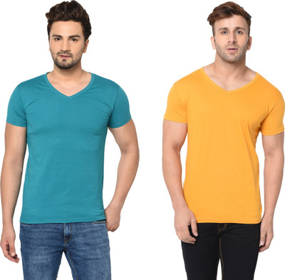 Adorbs Trend Solid Men V Neck White T-Shirt