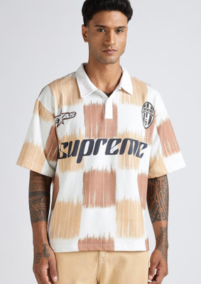 Eszett Graphic Print, Washed/Ombre Men Polo Neck Brown T-Shirt